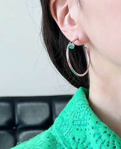 Modern Screw Hoop Earrings | Brass Titanium Posts | Gold Silver Rose Gold