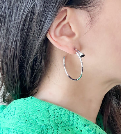 Modern Screw Hoop Earrings | Brass Titanium Posts | Gold Silver Rose Gold