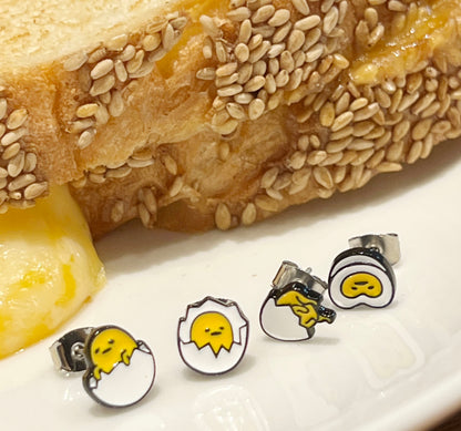 Gudetama Egg Earrings Set – 4 Pairs Silver Post Studs | 8TTITTO8