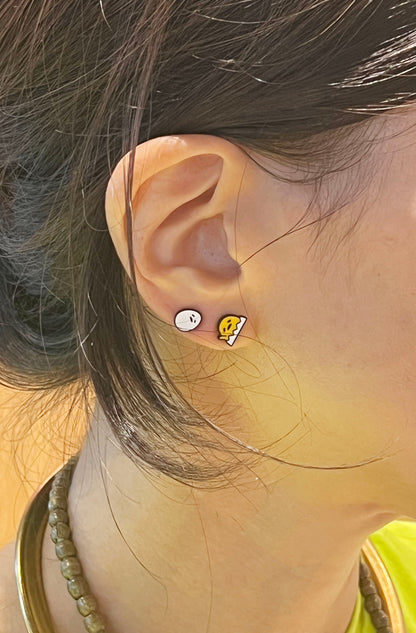 Gudetama Egg Earrings Set – 4 Pairs Silver Post Studs | 8TTITTO8