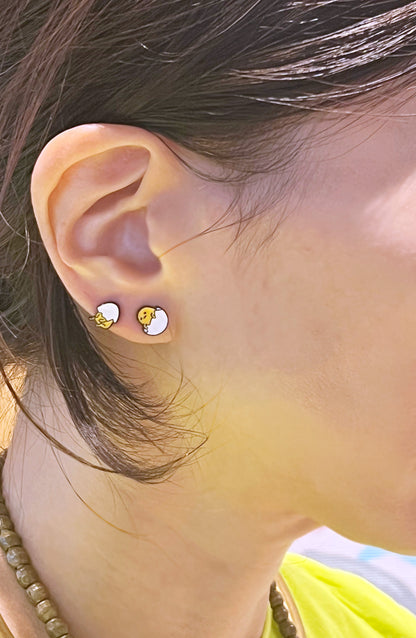 Gudetama Egg Earrings Set – 4 Pairs Silver Post Studs | 8TTITTO8