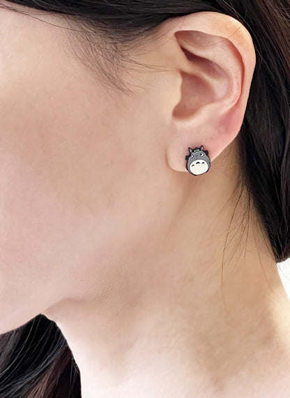 Totoro & Catbus Asymmetrical Stud Earrings | 925 Silver Post Ghibli Anime Jewelry