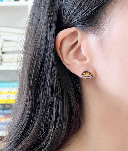 Totoro & Catbus Asymmetrical Stud Earrings | 925 Silver Post Ghibli Anime Jewelry