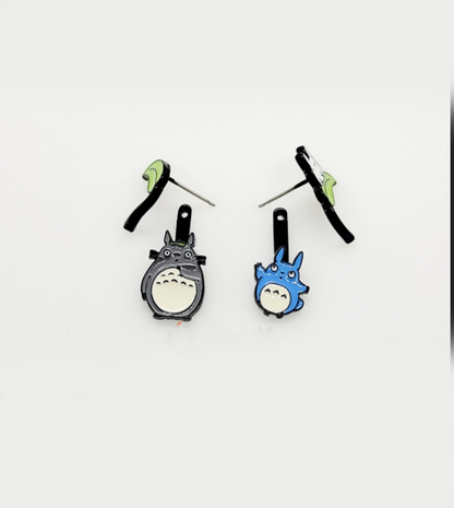 Totoro Earrings - 2-Way Convertible Drop & Stud | Ghibli Inspired Silver Post