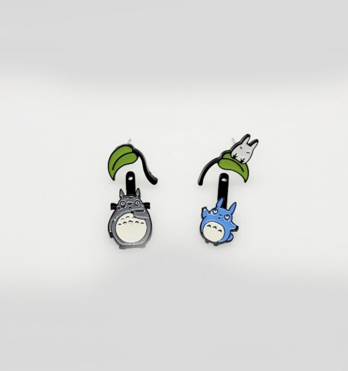 Totoro Earrings - 2-Way Convertible Drop & Stud | Ghibli Inspired Silver Post