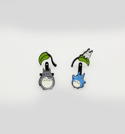 Totoro Earrings - 2-Way Convertible Drop & Stud | Ghibli Inspired Silver Post