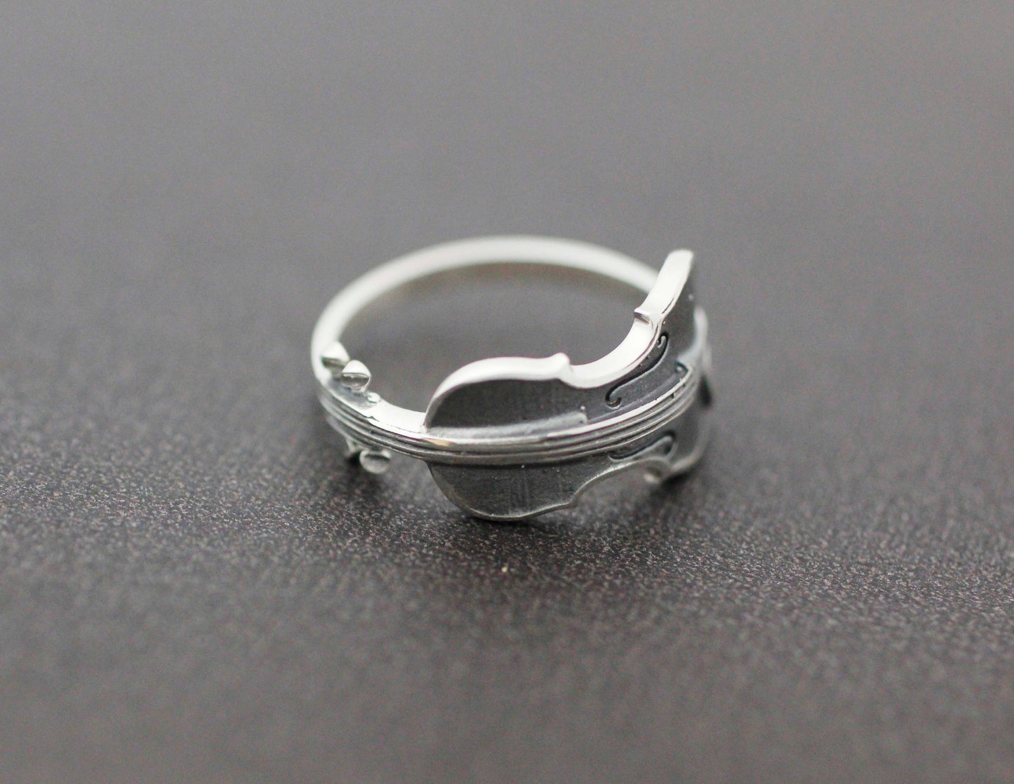 925 Sterling Silver Sideways Violin Handmade Ring