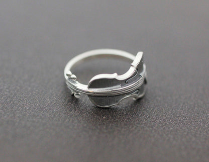 925 Sterling Silver Sideways Violin Handmade Ring