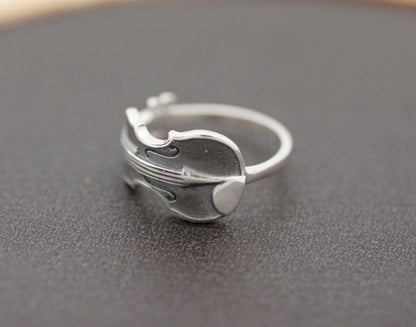 925 Sterling Silver Sideways Violin Handmade Ring