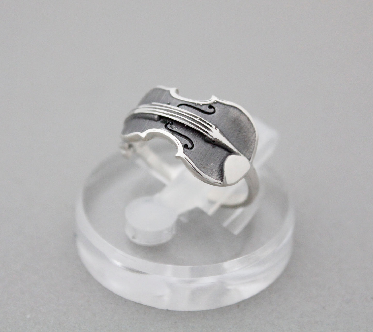 925 Sterling Silver Sideways Violin Handmade Ring