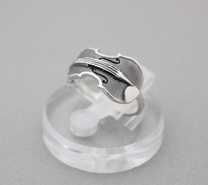 925 Sterling Silver Sideways Violin Handmade Ring