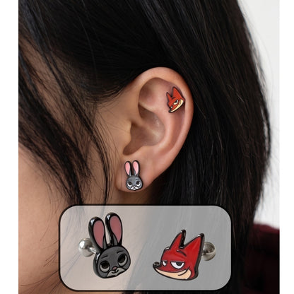 Zootopia Judy & Nick Enamel Barbell Stud Earring — Surgical Steel, Made in Korea, Sold Separately
