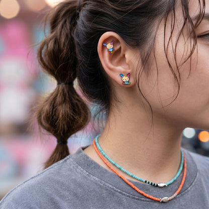 Sanrio Usahana Barbell Stud Earrings – Y2K Kawaii Piercing