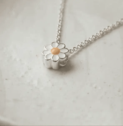 Dainty 925 Sterling Silver Daisy Flower Pendant Necklace