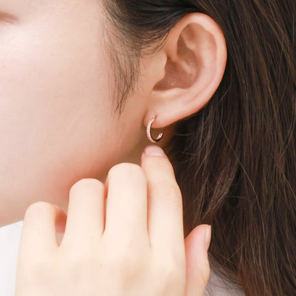 Micro Pavé Half Hoop Earrings — Silver Post | Gold / Silver / Rose Gold