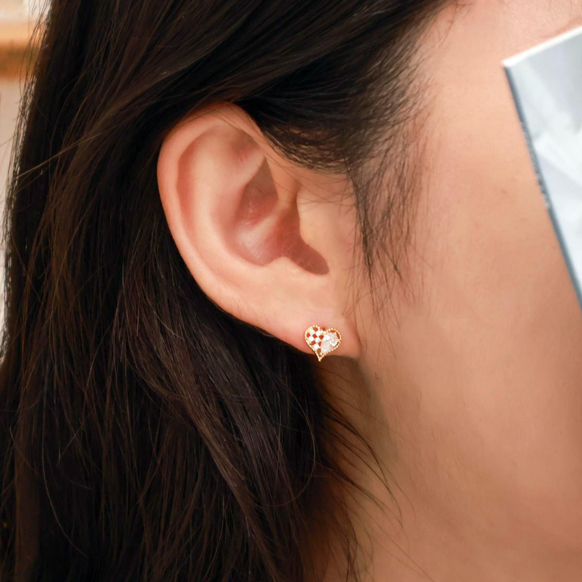 Pear-Cut CZ Heart Stud Earrings – Dainty Everyday Pair