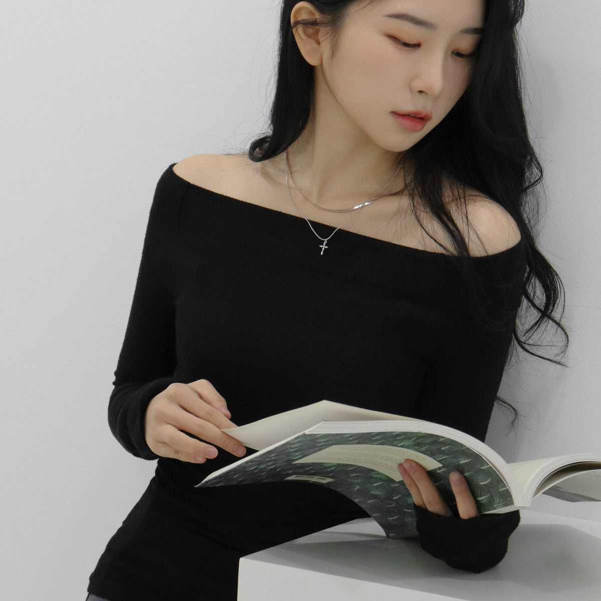 Layered Cross Pendant Necklace, Snake Chain & Box Chain Layered Necklace