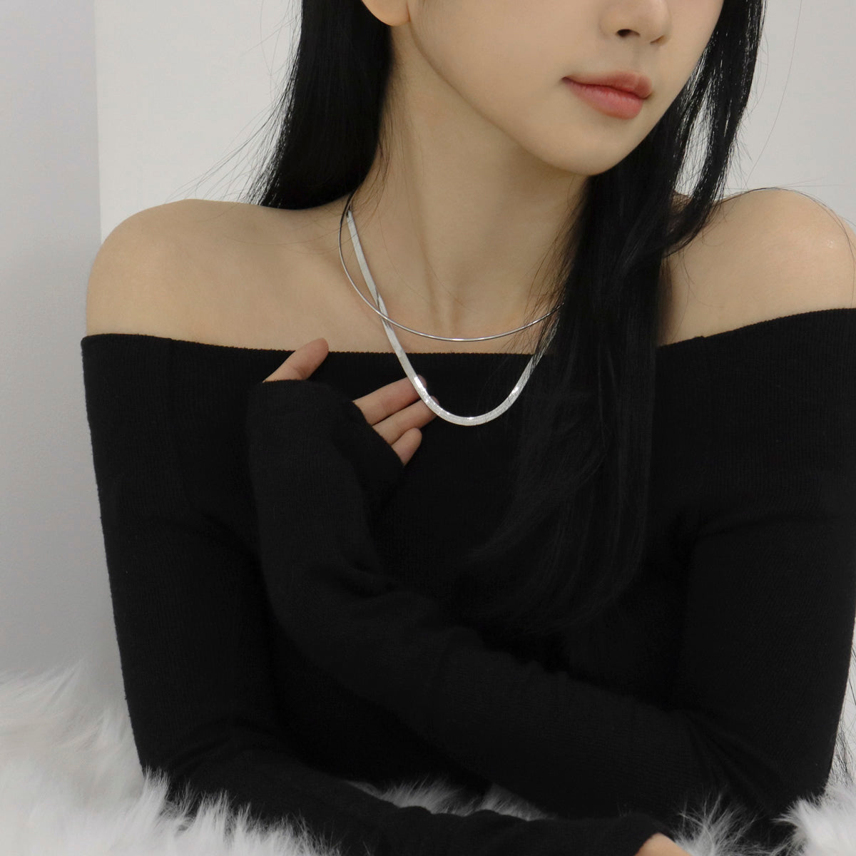 Layered Snake Chain Choker – Minimalist Brass Necklace | 8TTITTO8