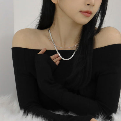 Layered Snake Chain Choker – Minimalist Brass Necklace | 8TTITTO8