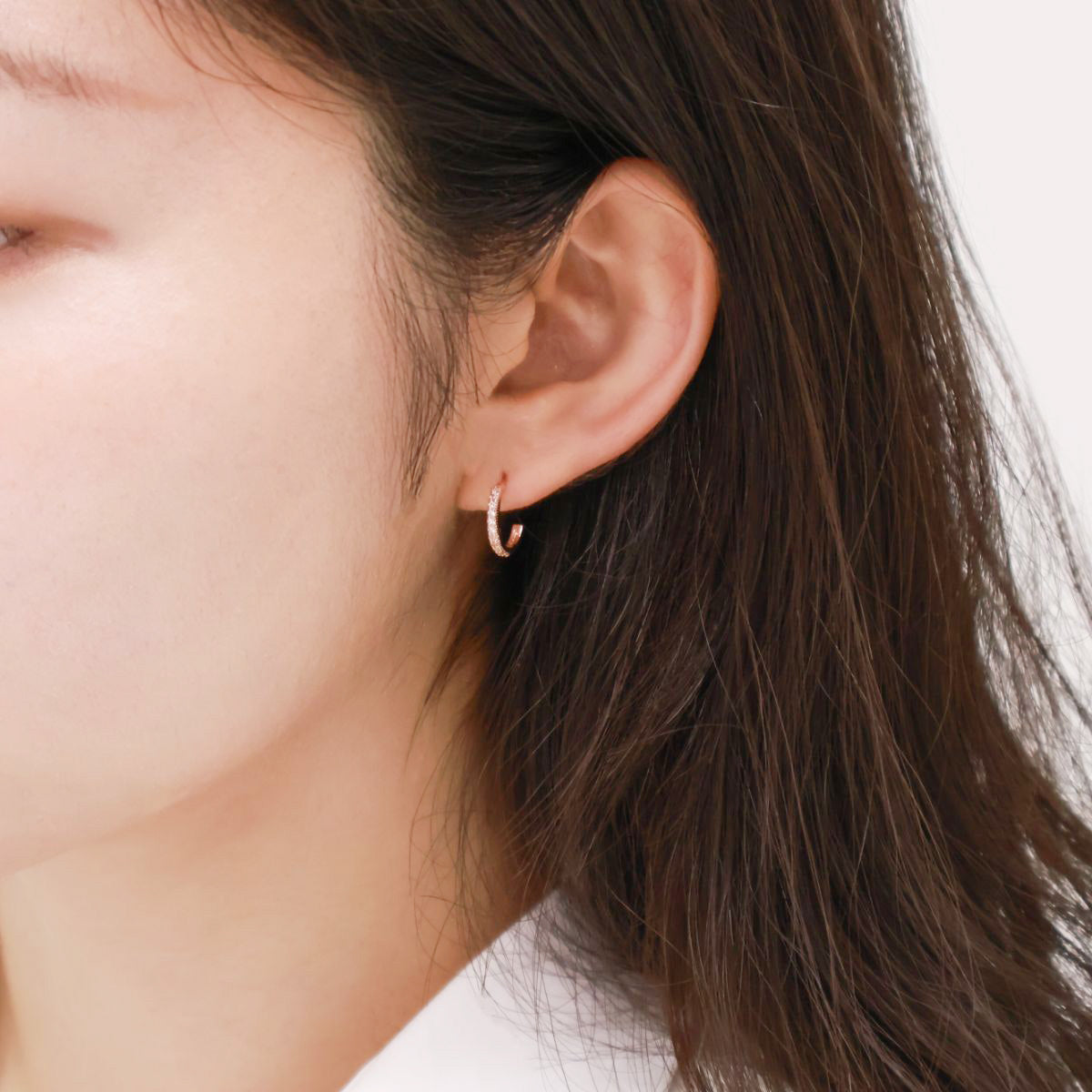 Micro Pavé Half Hoop Earrings — Silver Post | Gold / Silver / Rose Gold