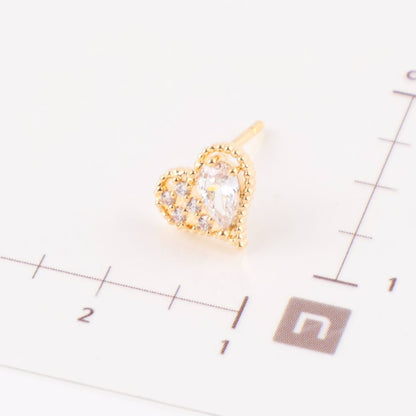 Pear-Cut CZ Heart Stud Earrings – Dainty Everyday Pair