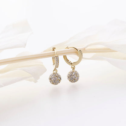 Sparkly Pavé Ball Huggie Hoop Earrings in Gold, Silver & Rose Gold