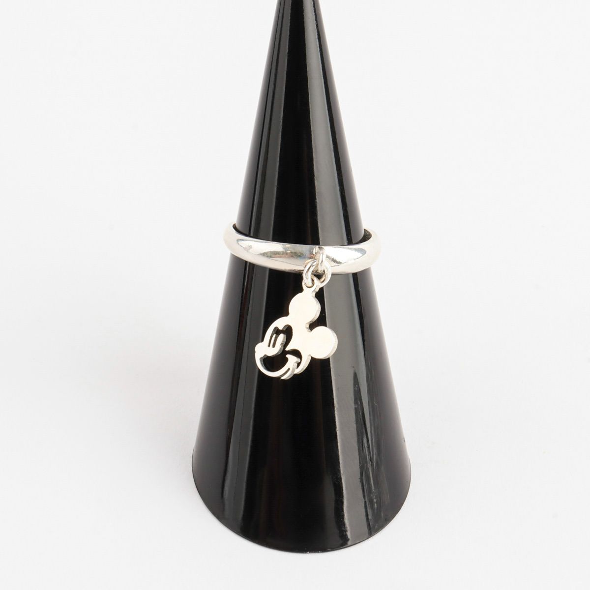 Handmade 925 silver Mickey character ring on hand with nail art