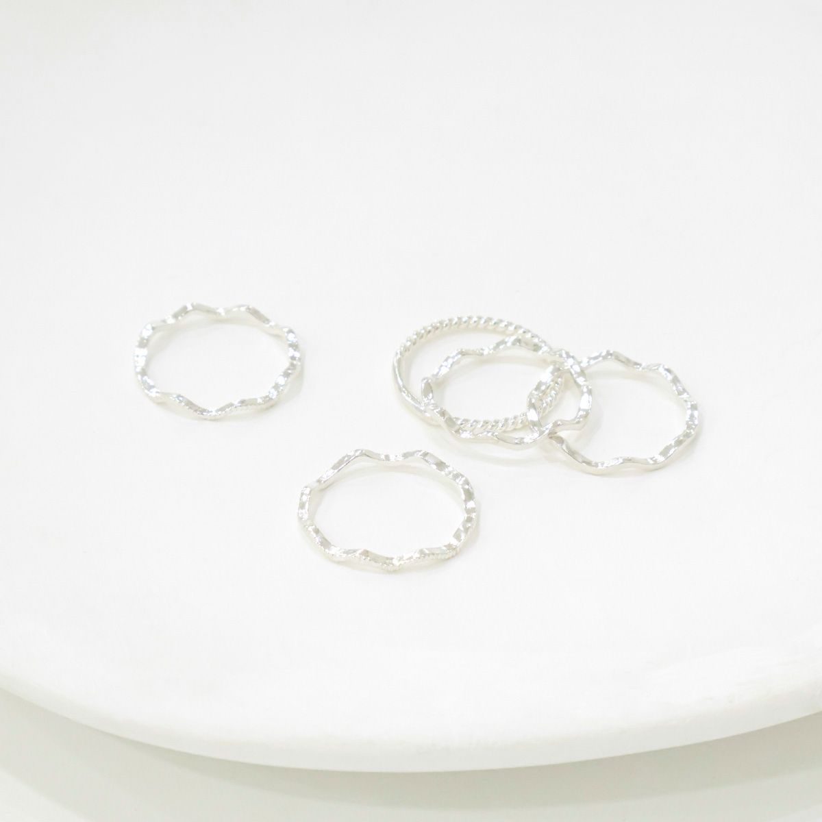 925 Silver Layered Midi Ring Set – 5 Pieces | 8TTITTO8