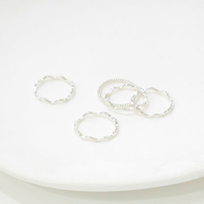 925 Silver Layered Midi Ring Set – 5 Pieces | 8TTITTO8