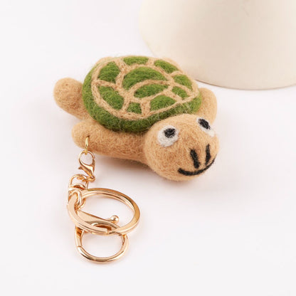 Handmade Nepal Wool Felt Animal Keychain - Cute Otter Red Panda Turtle Sheep | Unique Eco Gift