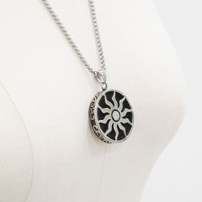Sun Symbol Pendant Necklace — Stainless Steel Medallion | Unisex Layered Jewelry