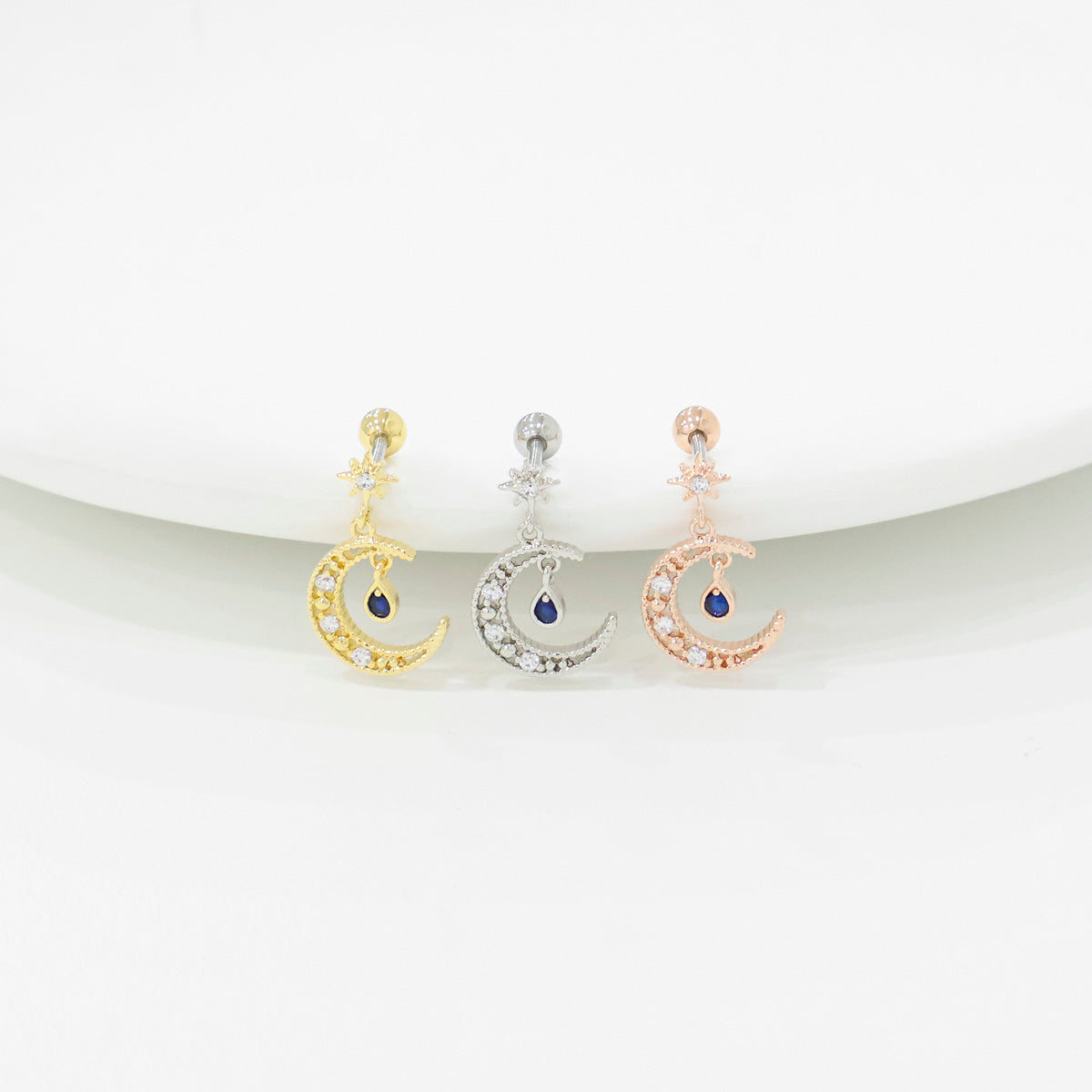 Celestial Moon Star Barbell Earring - Surgical Steel