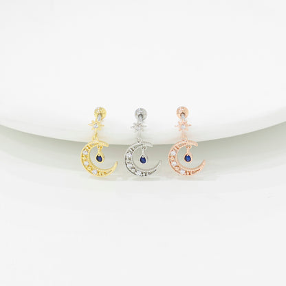 Celestial Moon Star Barbell Earring - Surgical Steel