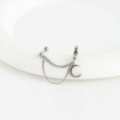 Surgical Steel Crescent Moon Double Chain Piercing Set