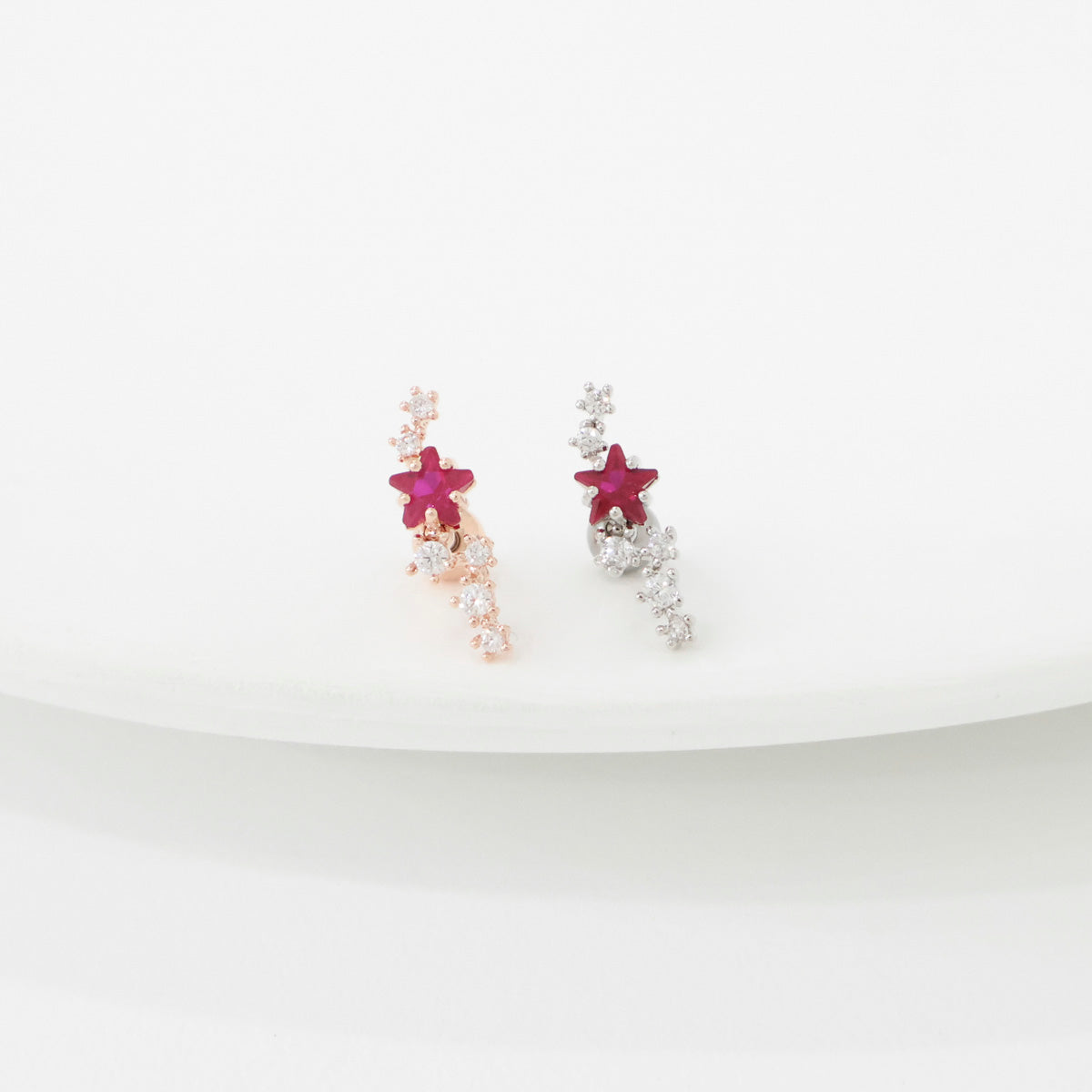 Helix Barbell – Star Cluster (Red) in Pink & Silver R