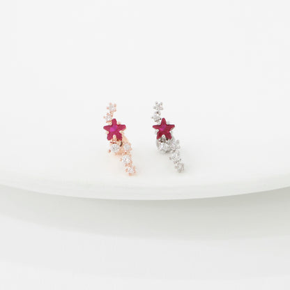 Helix Barbell – Star Cluster (Red) in Pink & Silver R