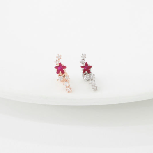 Helix Barbell – Star Cluster (Red) in Pink & Silver R