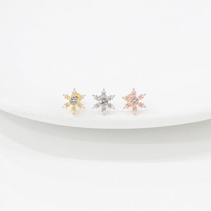 Winter Snowflake Stud Earrings – 2 Styles in Gold, Silver & Rose Gold | 8TTITTO8