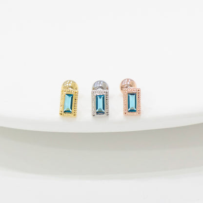 Baguette CZ Barbell Piercing – Single | Surgical Steel Post