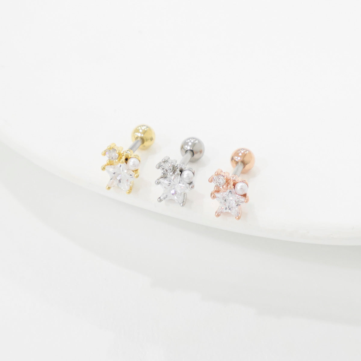 Pearl Star Surgical Steel Barbell Earring,  cartilage earrings