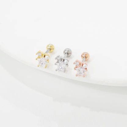 Pearl Star Surgical Steel Barbell Earring,  cartilage earrings