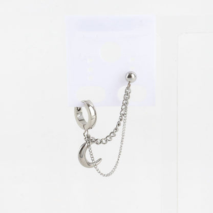 Surgical Steel Crescent Moon Double Chain Piercing Set