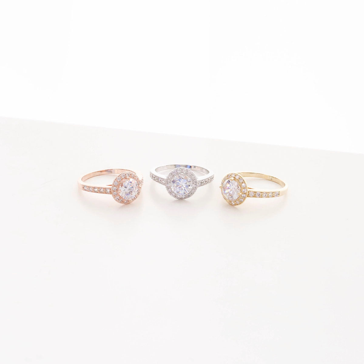 Halo CZ Ring - 14K Gold Plated Brass | Sparkly Travel Ring