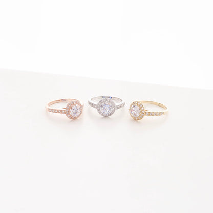 Halo CZ Ring - 14K Gold Plated Brass | Sparkly Travel Ring