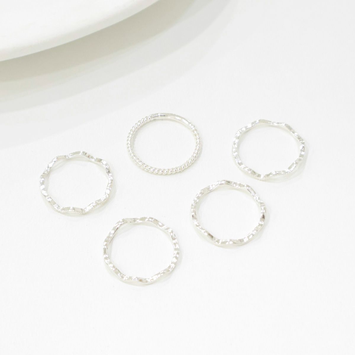 925 Silver Layered Midi Ring Set – 5 Pieces | 8TTITTO8