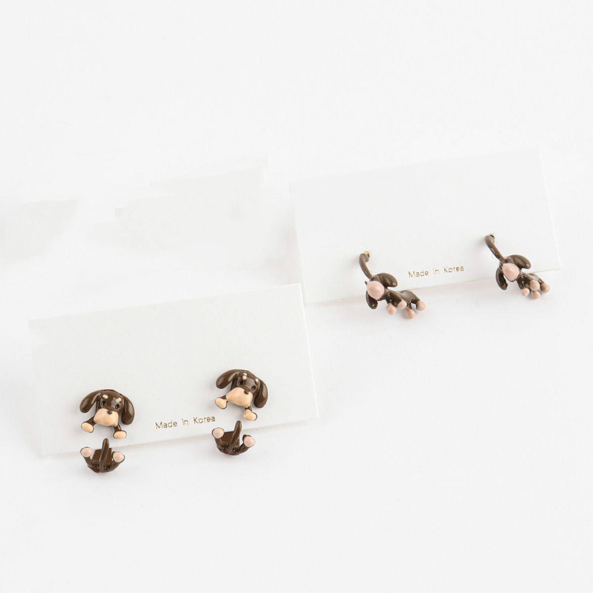 Dachshund Dog Earrings - Front Back Hoop with Silver Post