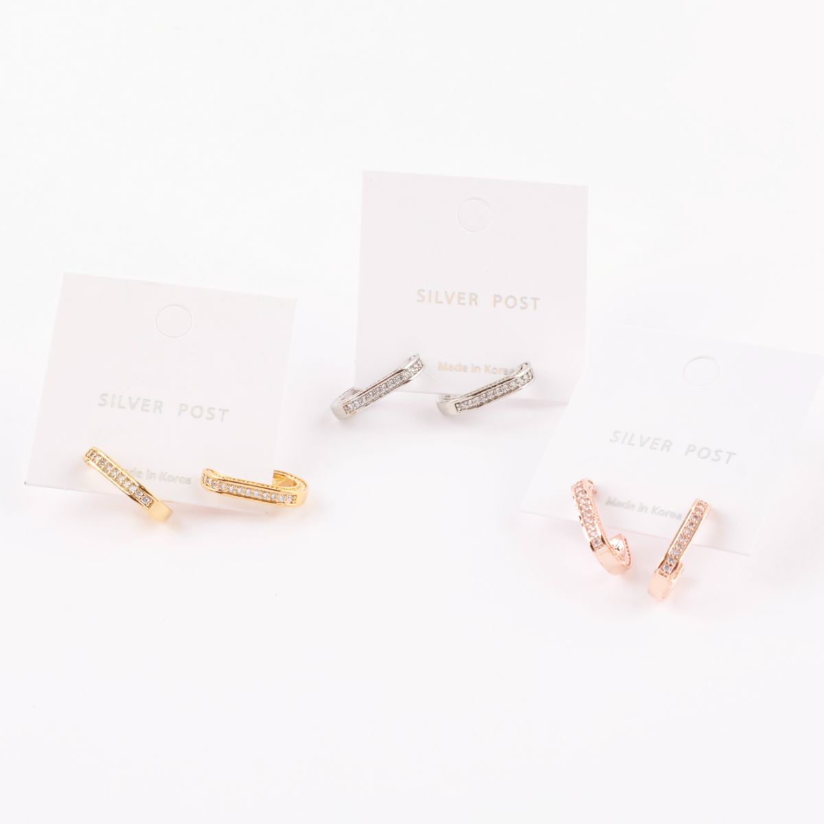 All three color options - gold, silver, rose gold oval drop earrings