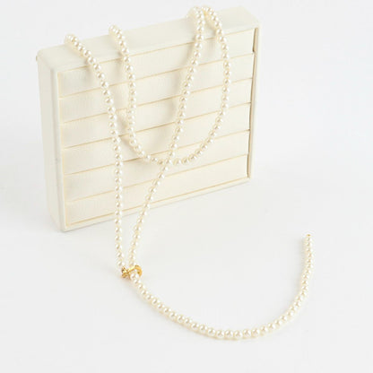 Extra Long Pearl Lariat Necklace – 140cm Wrap Choker, Layered Rope Necklace, Tie-On Versatile Jewelry, Romantic Gift for Her