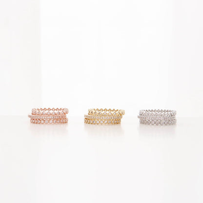 Gold silver rose gold ring trio