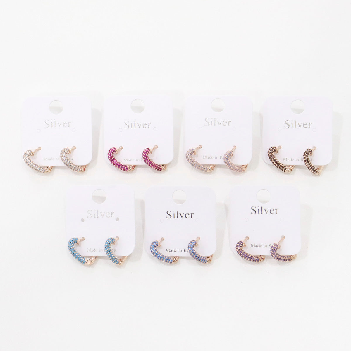 Sparkly Pavé Heart Huggie Hoop Earrings - 7 Colors CZ Cubic Zirconia | 14K Gold Plated Sterling Silver Posts